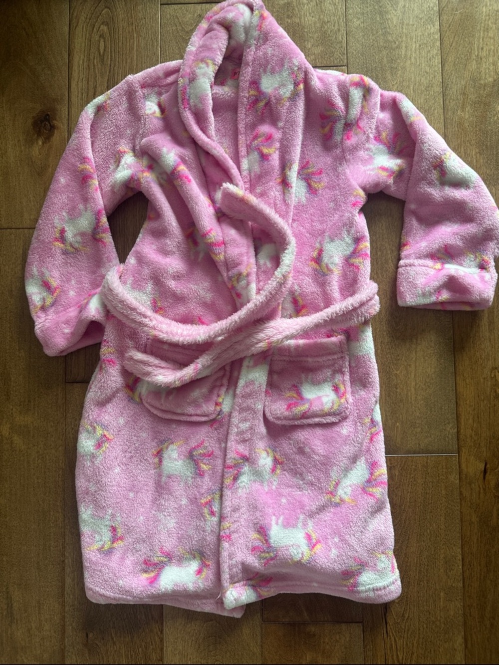 Betsey Johnson Pink Plush Unicorn girls Robe - Cozy Hooded Bathrobe